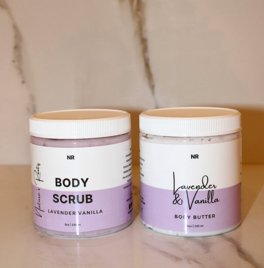 Lavender Vanilla Exfoliate + Hydrate Body Set